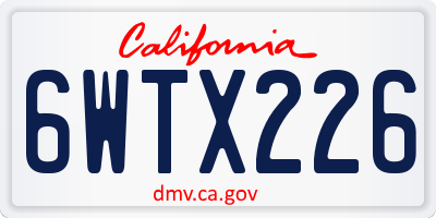 CA license plate 6WTX226