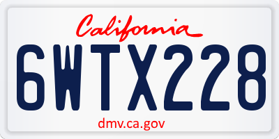 CA license plate 6WTX228