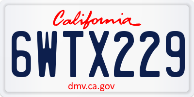CA license plate 6WTX229