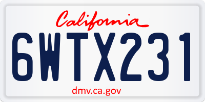 CA license plate 6WTX231