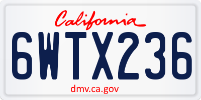 CA license plate 6WTX236