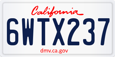 CA license plate 6WTX237