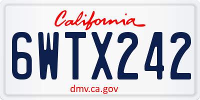 CA license plate 6WTX242