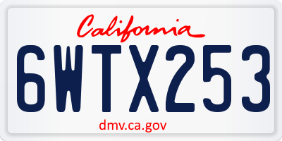 CA license plate 6WTX253