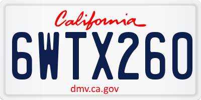 CA license plate 6WTX260