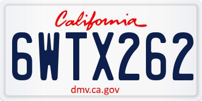 CA license plate 6WTX262