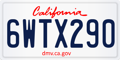 CA license plate 6WTX290