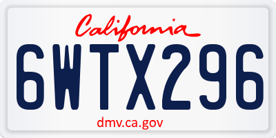 CA license plate 6WTX296