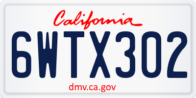 CA license plate 6WTX302