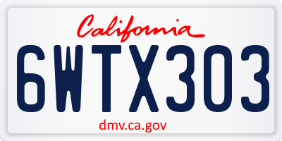 CA license plate 6WTX303