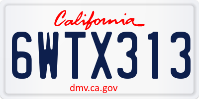 CA license plate 6WTX313