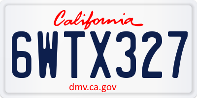 CA license plate 6WTX327