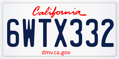 CA license plate 6WTX332