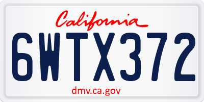 CA license plate 6WTX372