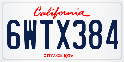 CA license plate 6WTX384