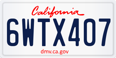 CA license plate 6WTX407