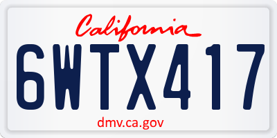 CA license plate 6WTX417