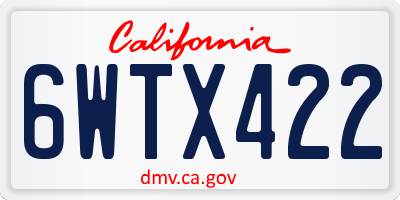 CA license plate 6WTX422