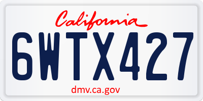 CA license plate 6WTX427