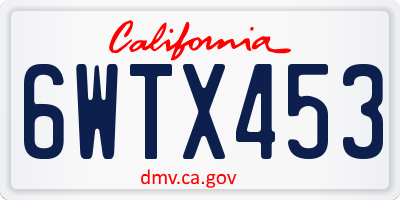 CA license plate 6WTX453