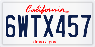 CA license plate 6WTX457