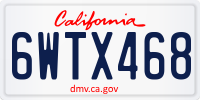 CA license plate 6WTX468