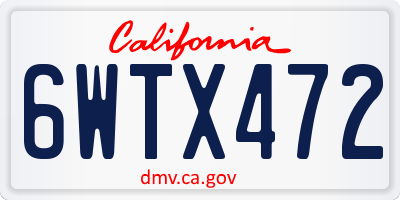CA license plate 6WTX472