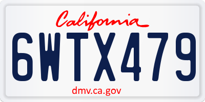 CA license plate 6WTX479