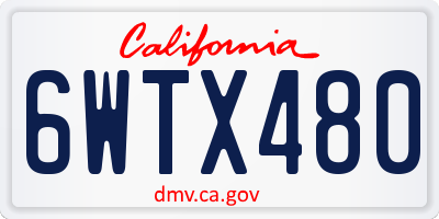 CA license plate 6WTX480