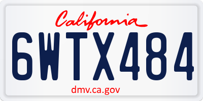 CA license plate 6WTX484