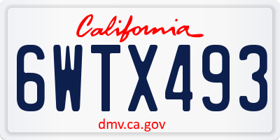 CA license plate 6WTX493