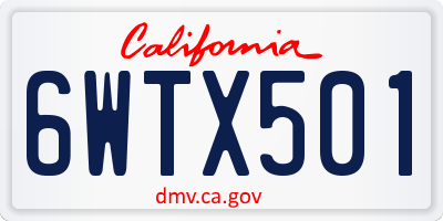 CA license plate 6WTX501