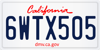 CA license plate 6WTX505