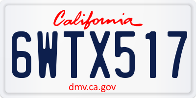 CA license plate 6WTX517
