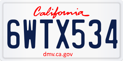 CA license plate 6WTX534