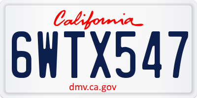 CA license plate 6WTX547