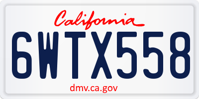 CA license plate 6WTX558
