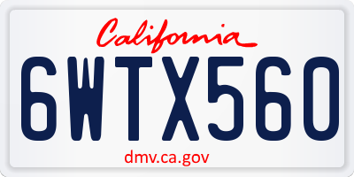 CA license plate 6WTX560