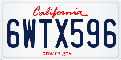 CA license plate 6WTX596