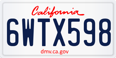 CA license plate 6WTX598