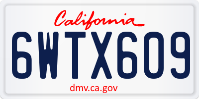 CA license plate 6WTX609