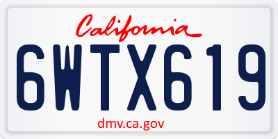 CA license plate 6WTX619