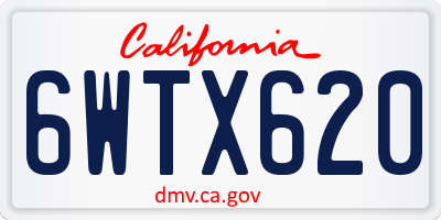 CA license plate 6WTX620