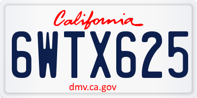 CA license plate 6WTX625