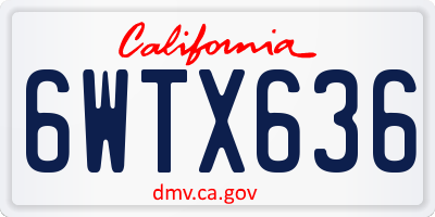 CA license plate 6WTX636