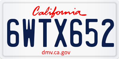 CA license plate 6WTX652