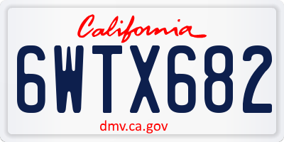 CA license plate 6WTX682