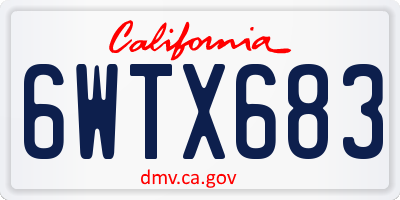 CA license plate 6WTX683