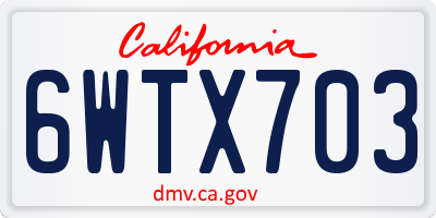 CA license plate 6WTX703