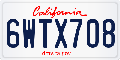 CA license plate 6WTX708